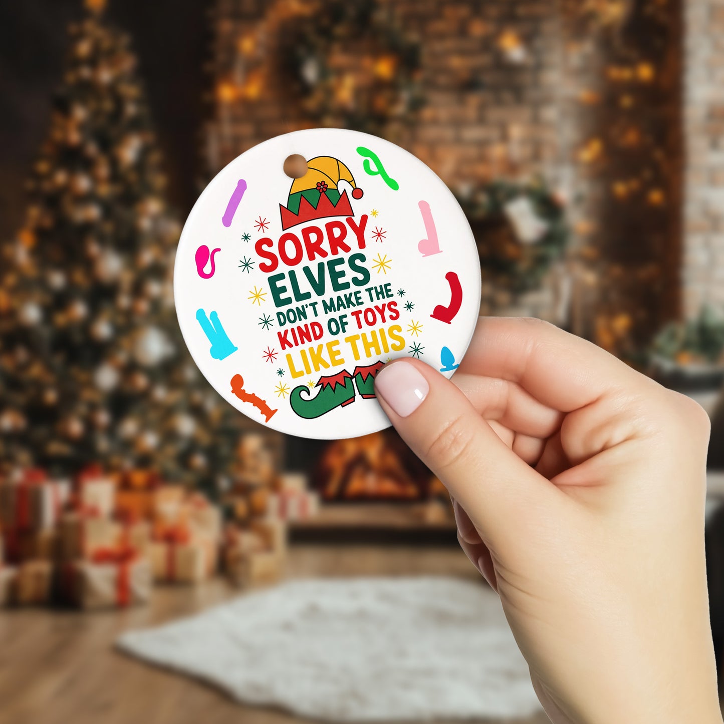 Netecom Funny and Naughty Gag Gift for Adults Christmas Ornament, Ugly Ceramic Ornament for Xmas Tree Hanging Decorations Gift, Home Decor, Holiday Party Present
