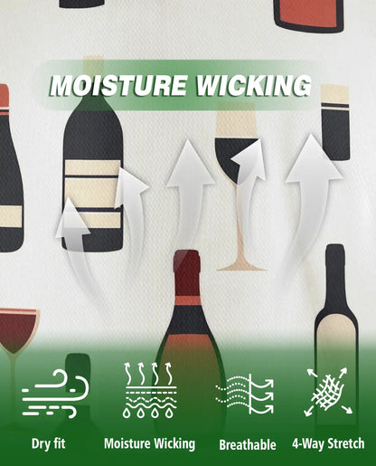 Wine Bottle Pattern 3D Polo Shirt for Men – Minimalist Vineyard Style | Netecom