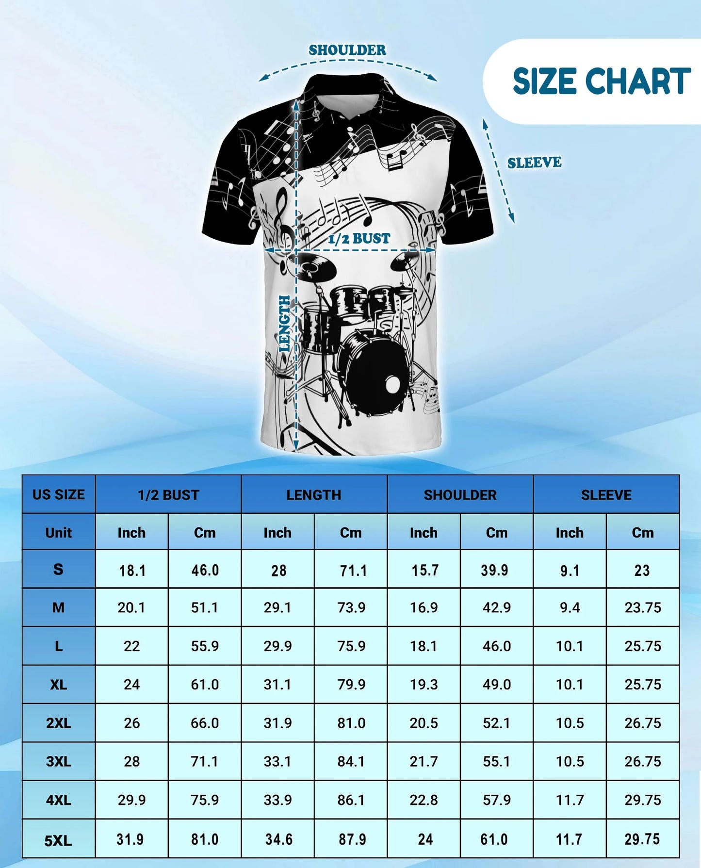 Drums Music Polo Shirt for Men – Rock Band Style Design | Netecom