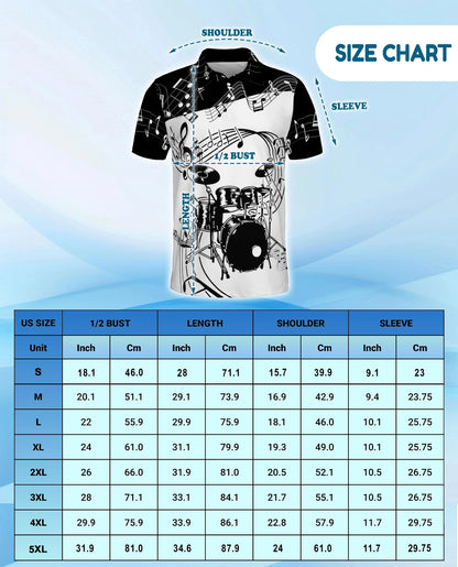 Drums Music Polo Shirt for Men – Rock Band Style Design | Netecom
