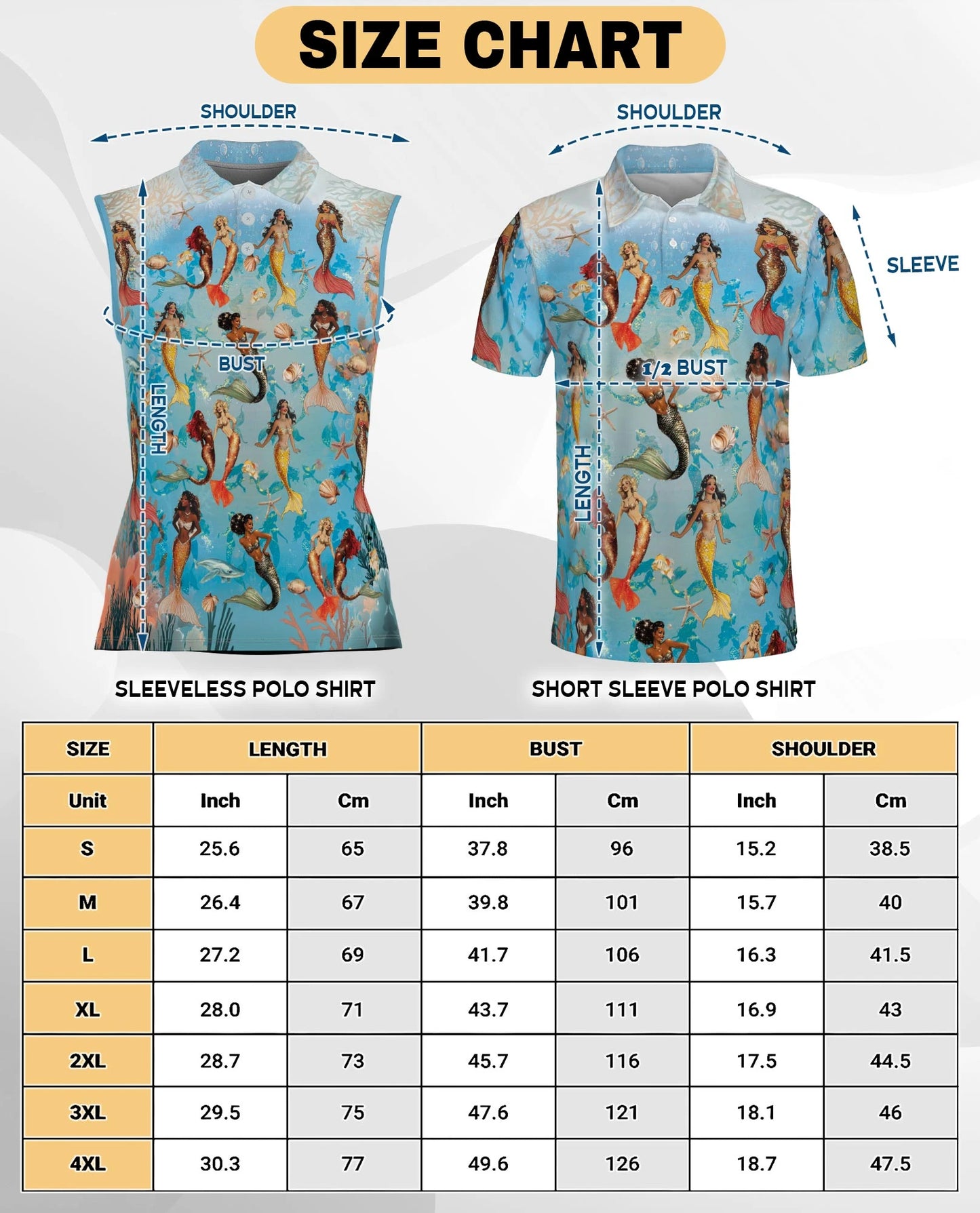Mermaid Sea Horse Coral Reef Sleeveless Polo Shirt for Women | Netecom