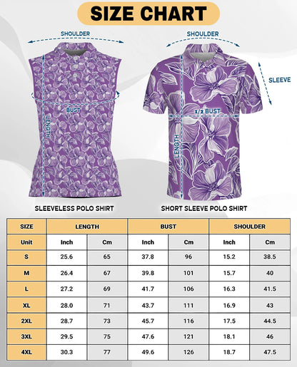 Big Hibiscus Purple Sleeveless Polo Shirt for Women | Netecom