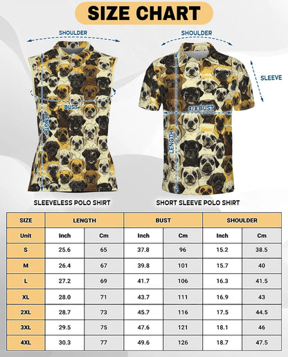 Pug Dog Pattern Sleeveless Polo Shirt for Women | Netecom
