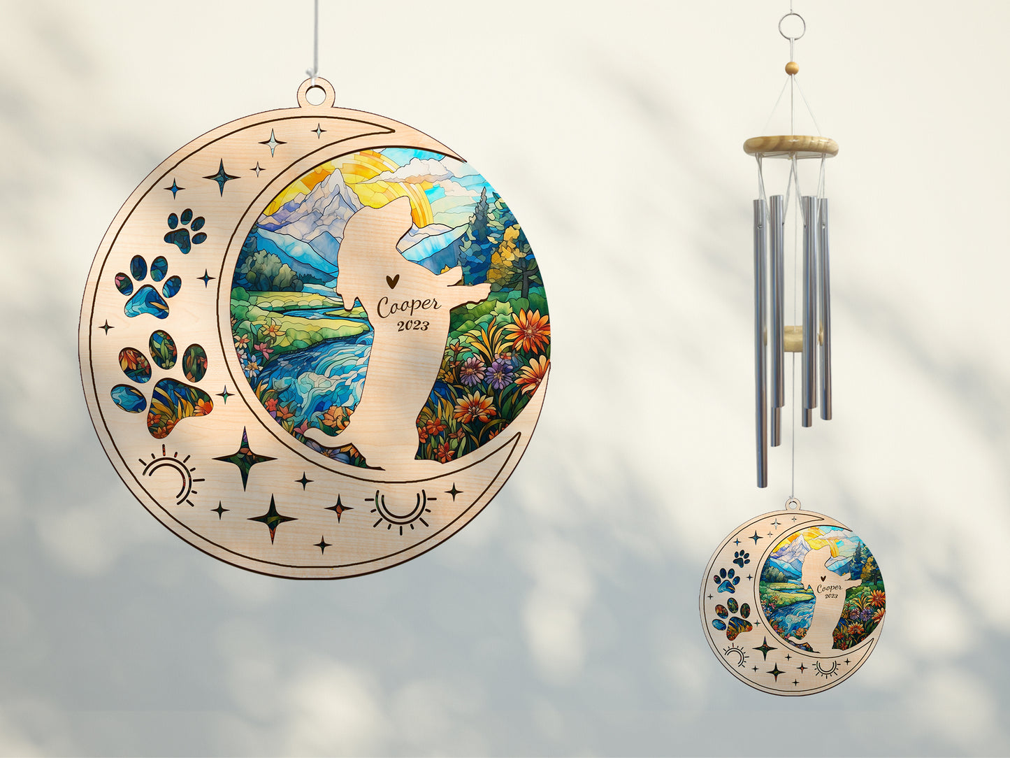 Netecom Basset Hound Dog Wind Chimes Memorial, Personalized Pet Memorial Windchime for Dog Suncatcher, Dog Loss Memorial Ornament, Loss of Pet Remembrance Gift, Sympathy Pet Wind Chimes Outdoor Garden