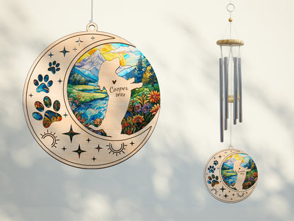 Netecom Basset Hound Dog Wind Chimes Memorial, Personalized Pet Memorial Windchime for Dog Suncatcher, Dog Loss Memorial Ornament, Loss of Pet Remembrance Gift, Sympathy Pet Wind Chimes Outdoor Garden