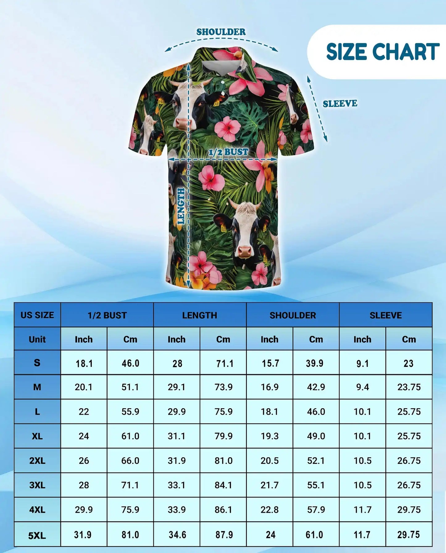 Holstein Cow Tropical Polo Shirt - Hawaiian Farm Animal Floral Design | Netecom