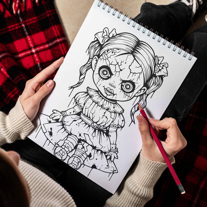 Eerie Creepy Fusion Spiral Bound Coloring Book, A Haunting Collection of Mysterious and Macabre Creations Await You in this Coloring Book Experience