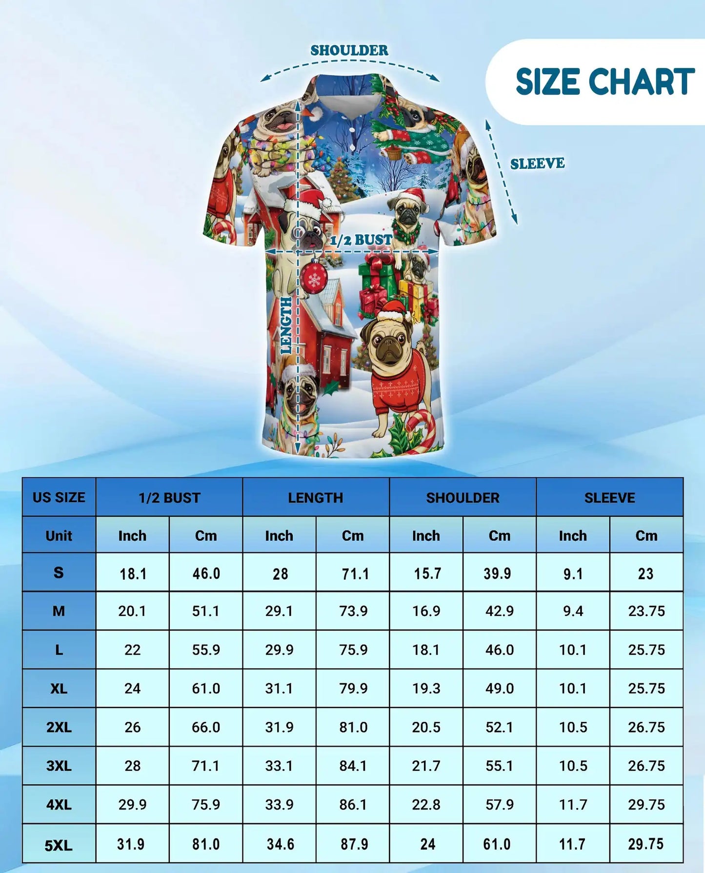 Christmas Pug 3D Polo Shirt for Men – Funny Holiday Dog Style | Netecom