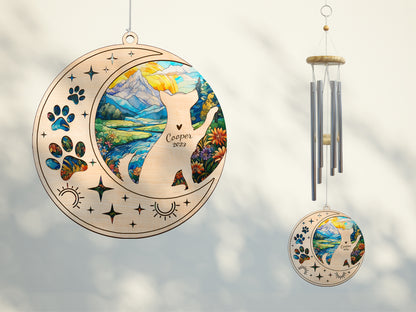 Netecom Husky Dog Wind Chimes Memorial, Personalized Pet Memorial Windchime for Dog Suncatcher, Dog Loss Memorial Ornament, Loss of Pet Remembrance Gift, Sympathy Pet Wind Chimes Outdoor Garden