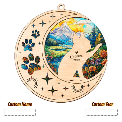 Netecom Boston Terrier Dog Memorial Suncatcher, Personalized Boston Bull Terrier Christmas Ornament with Name, Bereavement Gifts for Loss of Pet, Dog Death Sympathy Gift Pet Loss Sun Catchers, Dog Grief Gift