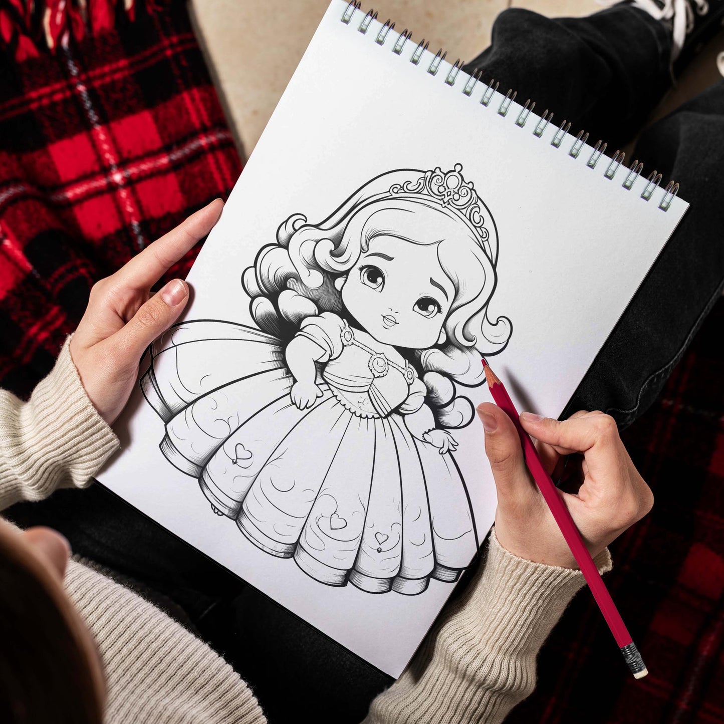 Cute Chubby Princess Spiral Bound Coloring Book, Embrace Princess Cuteness with 30 Charming Coloring Pages of Chubby Royal Darlings