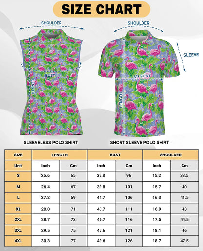 Watercolor Tropical Flamingo Sleeveless Polo Shirt for Women – Artistic Summer Style | Netecom