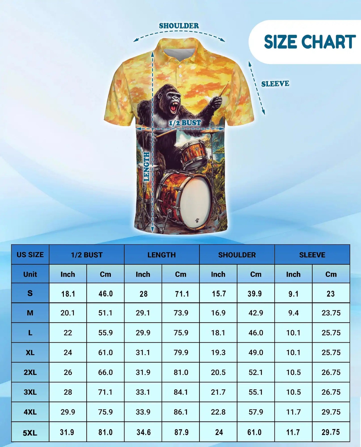 Gorilla Drummer Polo Shirt – Funny Music Style | Netecom