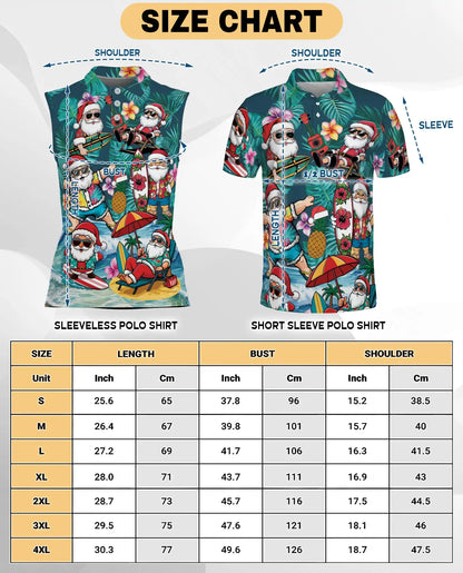 Surf's Up Santa Sleeveless Polo Shirt for Women – Christmas Beach Style | Netecom