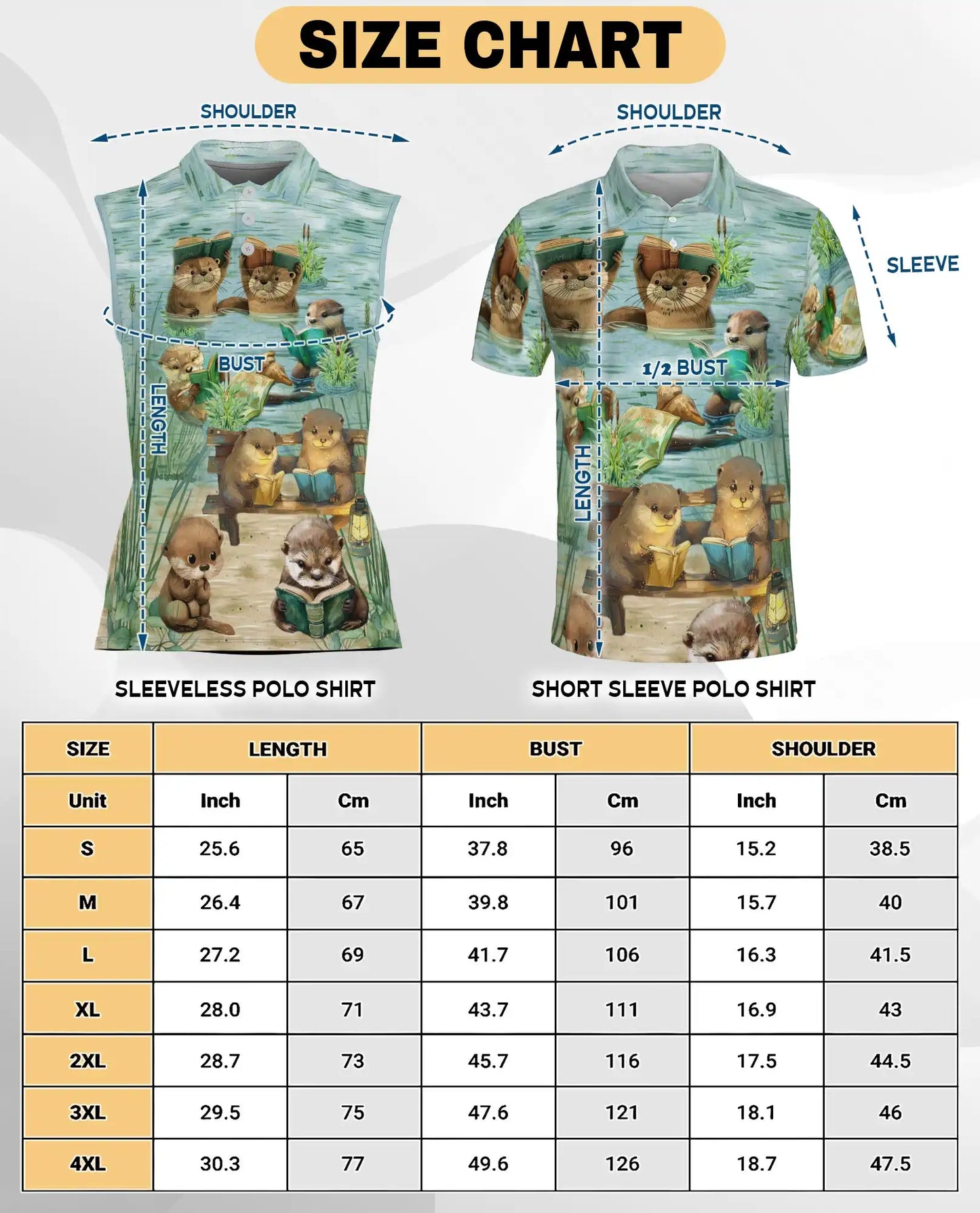 Cute Otter Reading Book Sleeveless Polo Shirt for Women – Animal Lover Style | Netecom