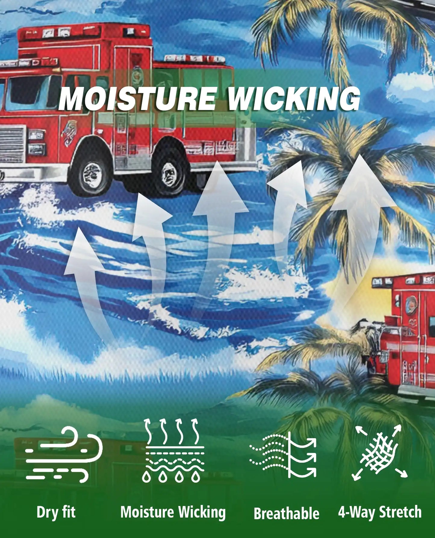 Fire Truck Polo Shirt – Tropical Ocean Print | Netecom