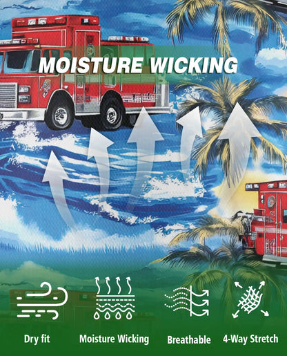 Fire Truck Polo Shirt – Tropical Ocean Print | Netecom