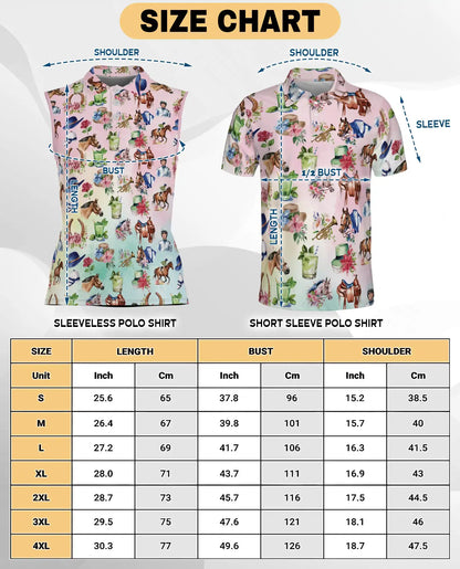 Kentucky Derby Horse Sleeveless Polo Shirt for Women | Netecom