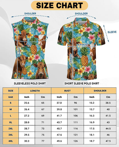 Red Angus Cattle Lovers Pineapple Sleeveless Polo Shirt for Women | Netecom