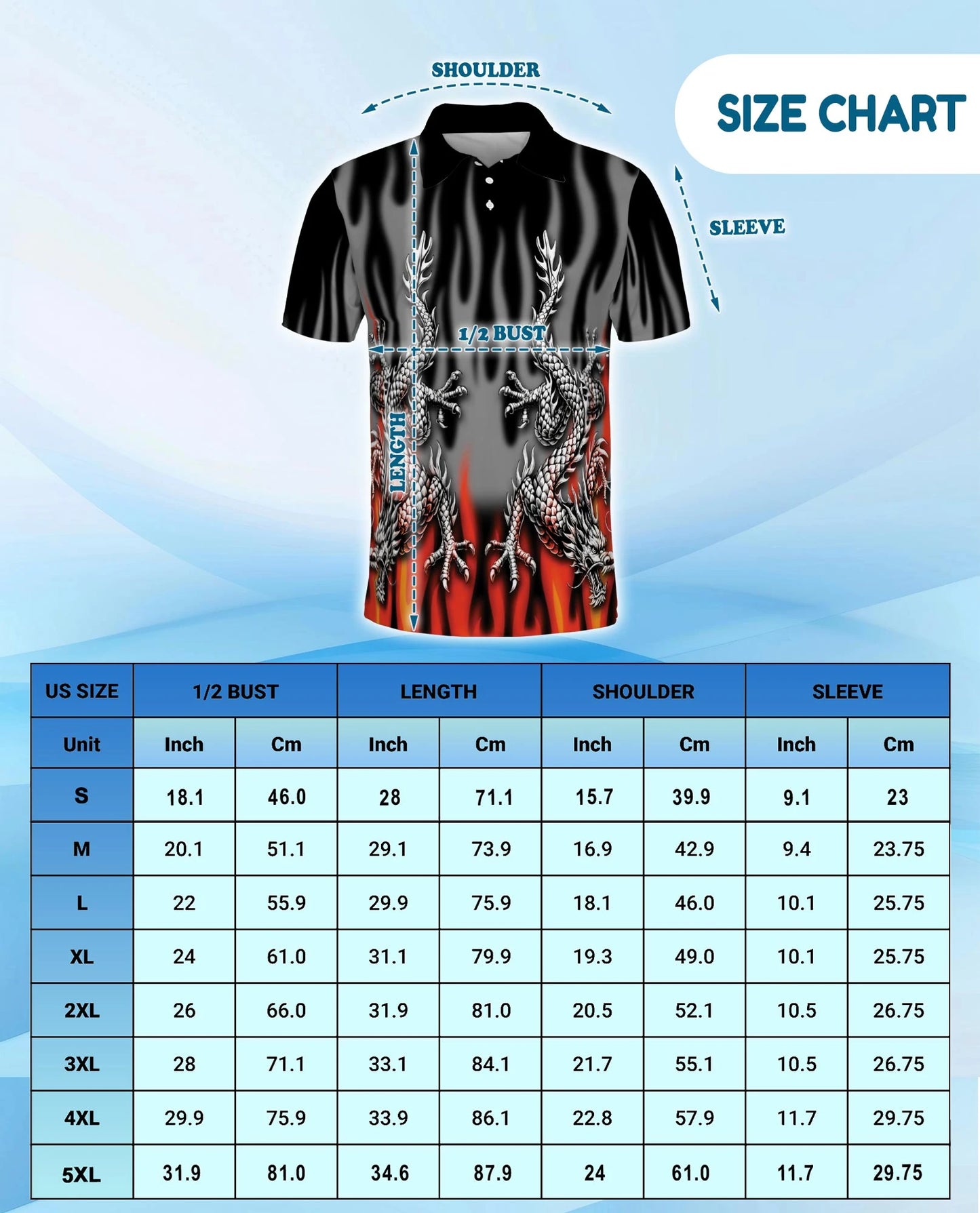 Fire Dragon Polo Shirt for Men – Flaming Fantasy Design | Netecom