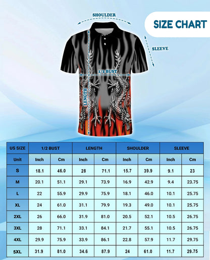 Fire Dragon Polo Shirt for Men – Flaming Fantasy Design | Netecom