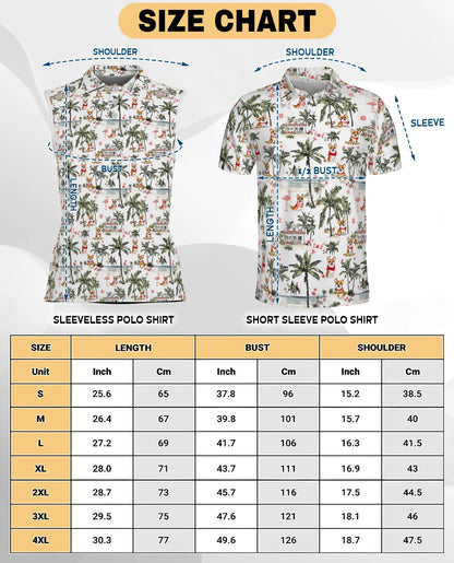 Corgi Palm Tree Pattern Sleeveless Polo Shirt for Women – Tropical Dog Style | Netecom