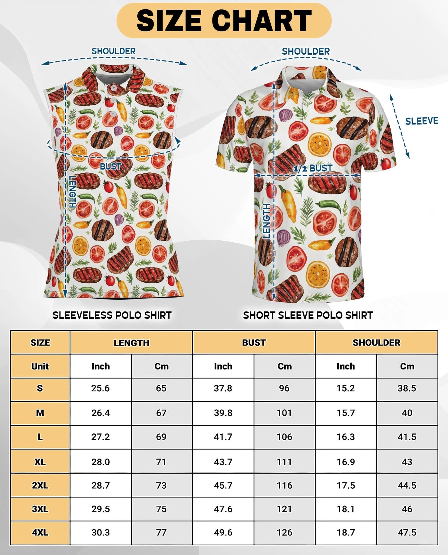 BBQ Pattern Sleeveless Polo Shirt for Women | Netecom