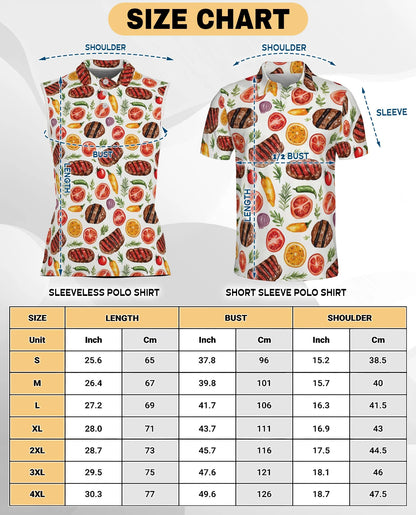 BBQ Pattern Sleeveless Polo Shirt for Women | Netecom