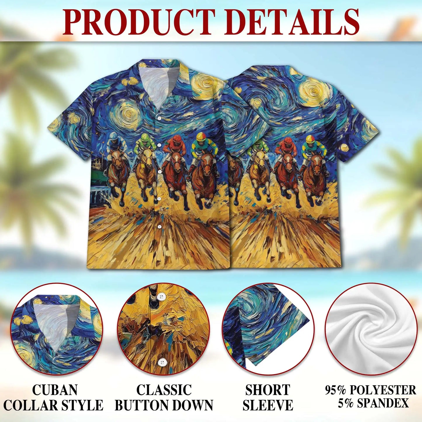 Horse Racing Art Polo Shirt - Jockey Racing Impressionist Design | Netecom