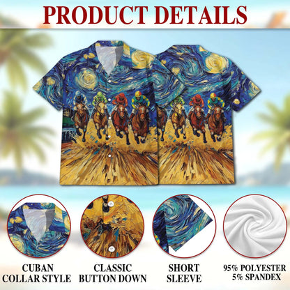 Horse Racing Art Polo Shirt - Jockey Racing Impressionist Design | Netecom