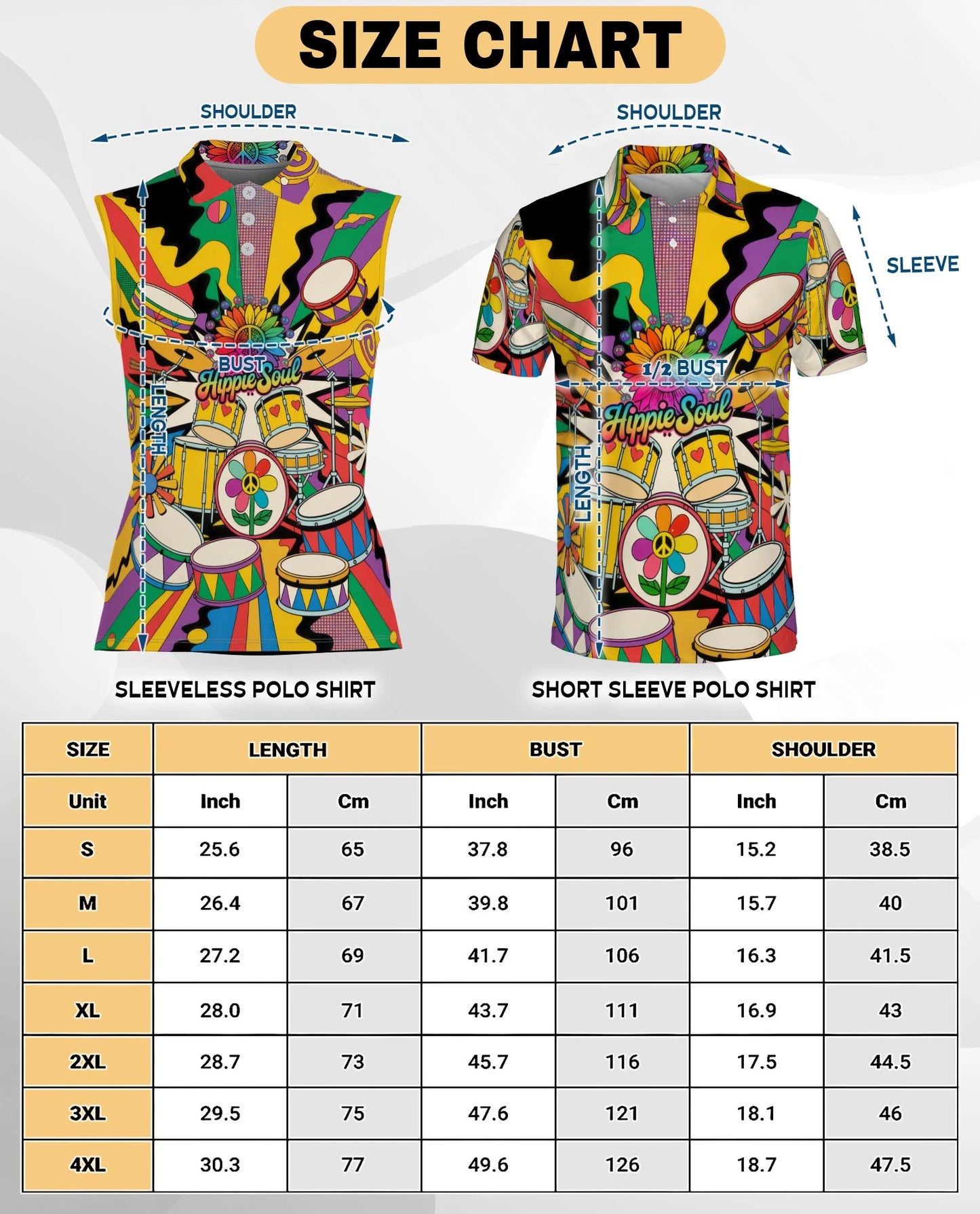 Peace Love Drums Sleeveless Polo Shirt for Women | Netecom