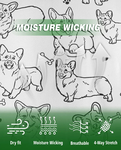 Cute Corgi Sketch 3D Polo Shirt for Men – Minimal Dog Lover Style | Netecom