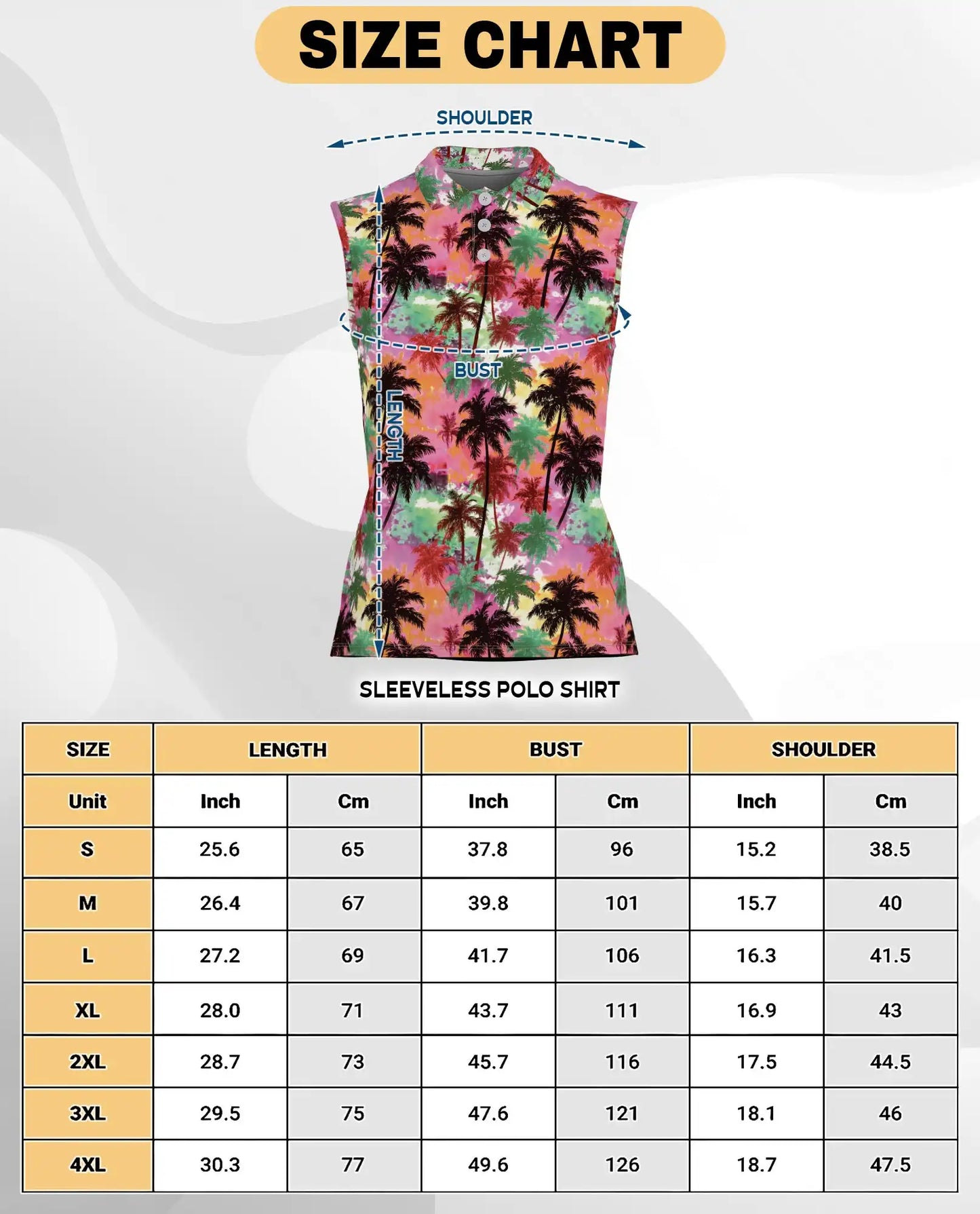 Colorful Sunset Palm Tree Sleeveless Polo Shirt for Women | Netecom