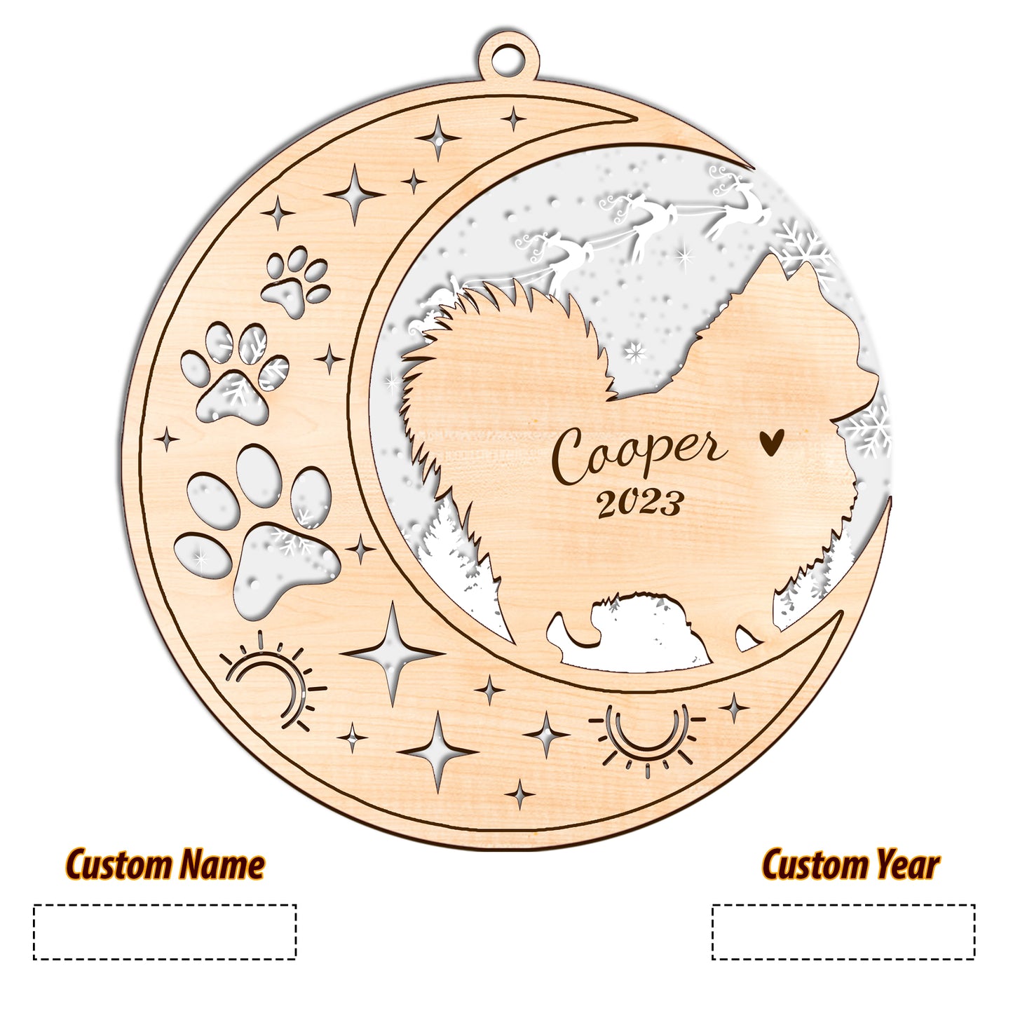 Netecom Pomeranian Dog Memorial Suncatcher, Personalized Pom Dog Christmas Ornament with Date Name, Bereavement Gifts for Loss of Pet, Dog Death Sympathy Gifts Pet Loss Sun Catchers, Dog Grief Gift