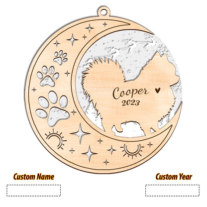 Netecom Pomeranian Dog Memorial Suncatcher, Personalized Pom Dog Christmas Ornament with Date Name, Bereavement Gifts for Loss of Pet, Dog Death Sympathy Gifts Pet Loss Sun Catchers, Dog Grief Gift