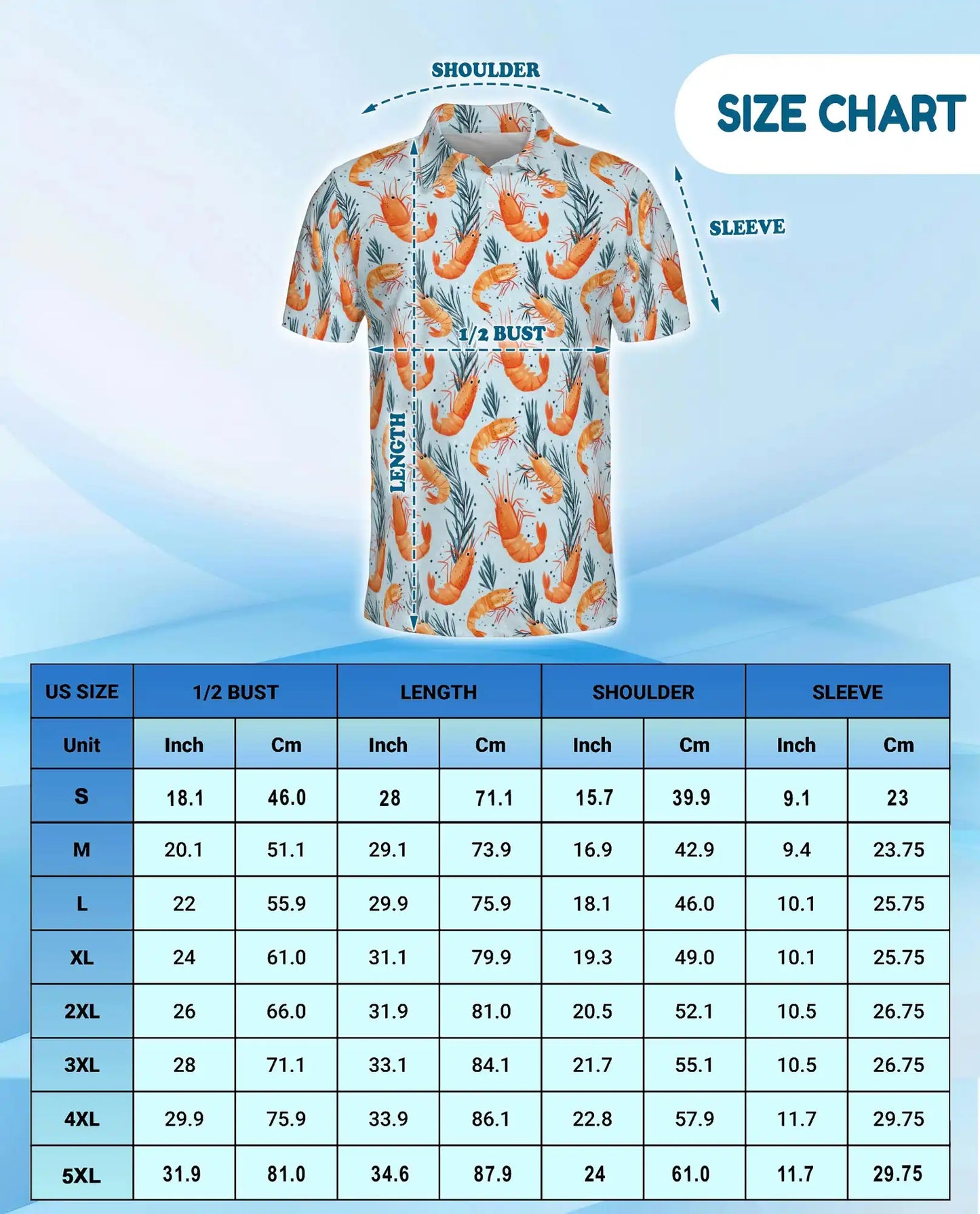 Tropical Shrimp Polo Shirt for Men - Coastal Seafood Hawaiian Summer | Netecom