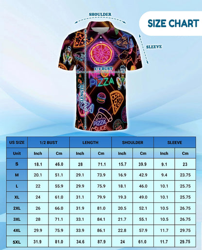 Neon Pizza Polo Shirt for Men – Colorful Food Lover Style | Netecom