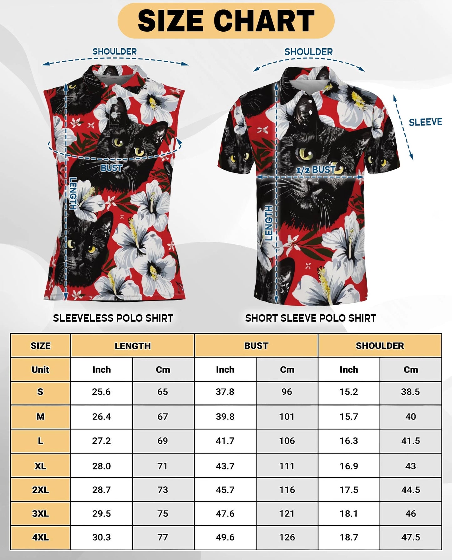 Black Cat Sleeveless Polo Shirt for Women | Netecom
