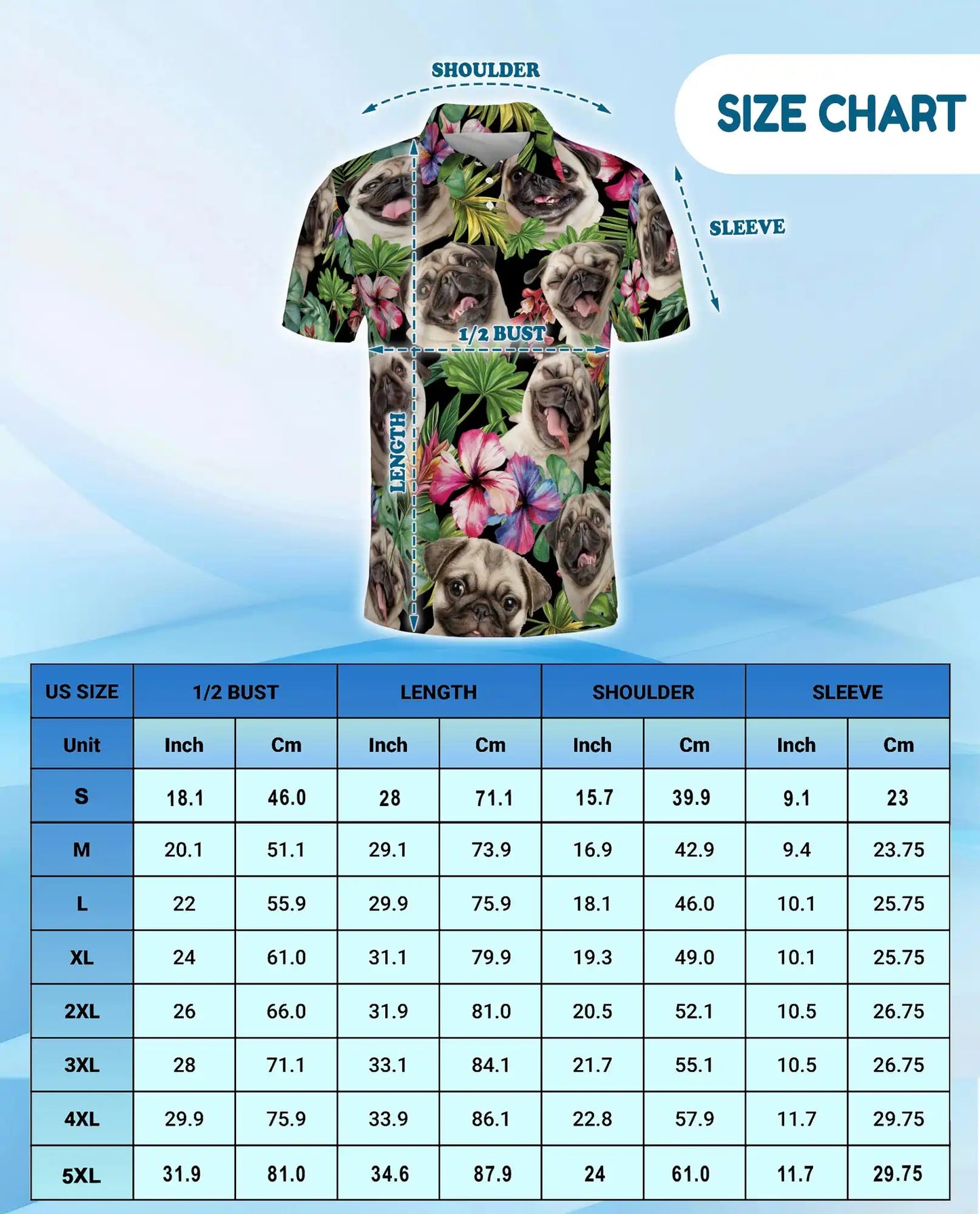 Tropical Pug Dog Polo Shirt - Hawaiian Pet Lover Style | Netecom