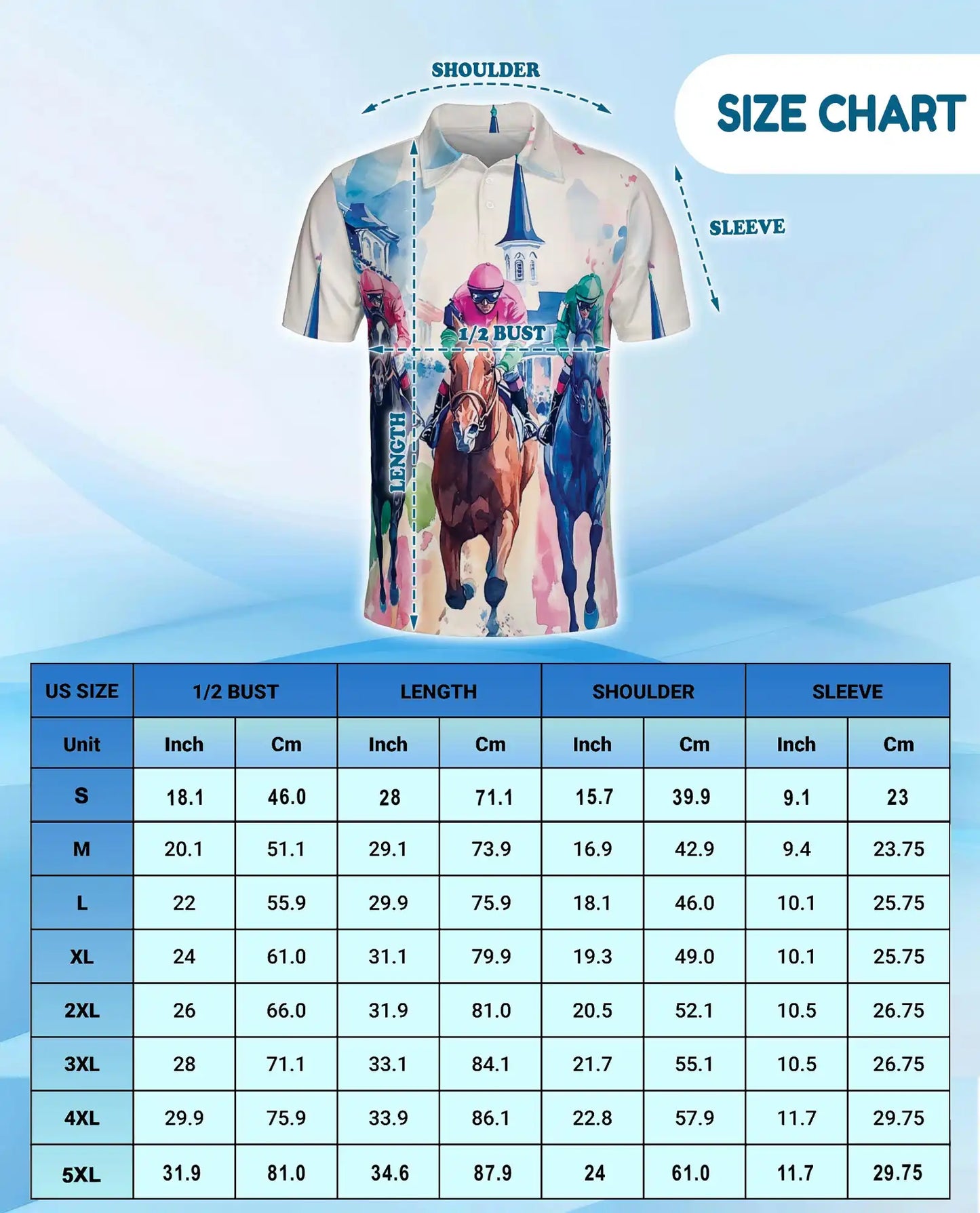Horse Racing Polo Shirt - Watercolor Derby Jockey Style | Netecom
