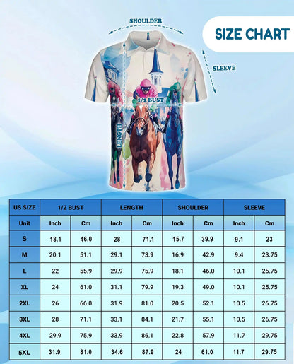 Horse Racing Polo Shirt - Watercolor Derby Jockey Style | Netecom