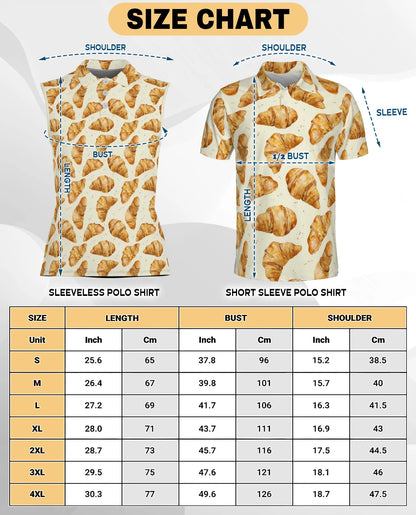 Croissant Pattern Sleeveless Polo Shirt for Women – Cute Bakery Food Style | Netecom