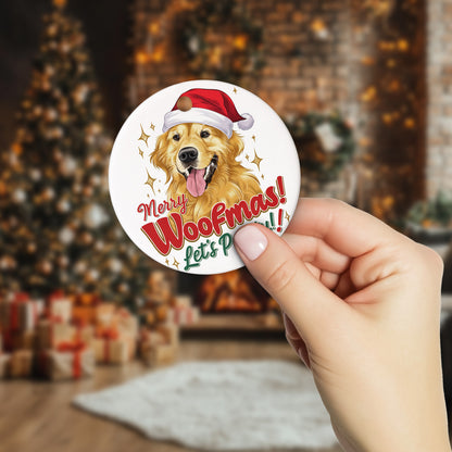 Netecom Funny Golden Retriever Christmas Ornament, Merry Woofmas Ceramic Ornament for Christmas Tree Hanging Decorations Gift, Dog Lover Gifts, Holiday Party Present