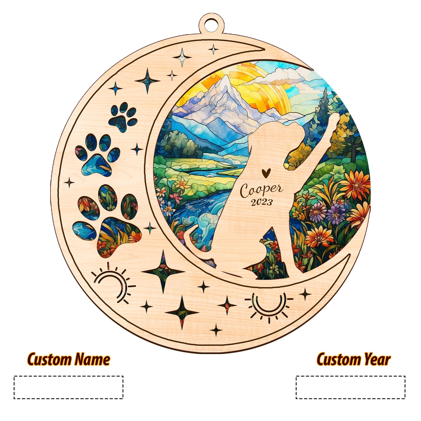 Netecom Boxer Dog Memorial Suncatcher, Personalized German Boxer Christmas Ornament with Name Date, Bereavement Gifts for Loss of Pet, Dog Death Sympathy Gift Pet Loss Sun Catchers, Dog Grief Gift