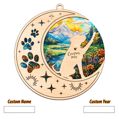 Netecom Boxer Dog Memorial Suncatcher, Personalized German Boxer Christmas Ornament with Name Date, Bereavement Gifts for Loss of Pet, Dog Death Sympathy Gift Pet Loss Sun Catchers, Dog Grief Gift