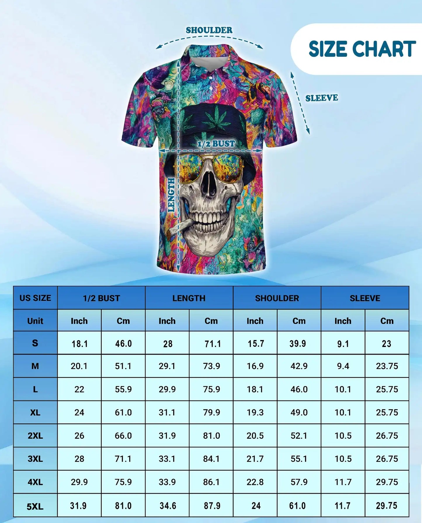 Skull Colorful Trippy Polo Shirt for Men – Vibrant Art Print | Netecom