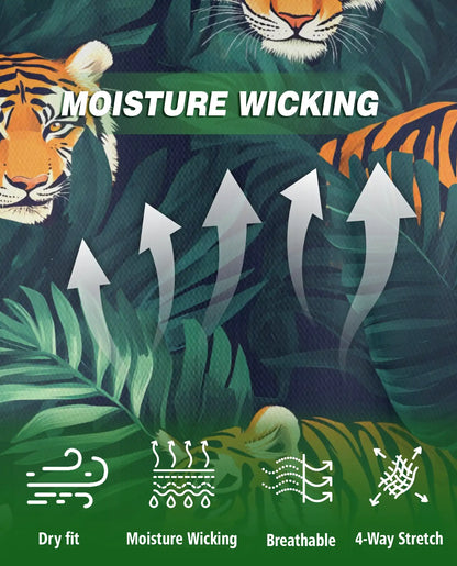 Tiger Jungle 3D Polo Shirt for Men – Wild Animal Tropical Leaf Style | Netecom