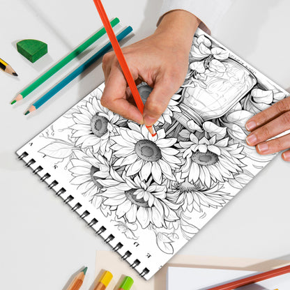 Calming Flowers Spiral Bound Coloring Book, Tranquil Floral Designs for a Relaxing and Soothing Experience, Ideal for Those Seeking Peaceful Art