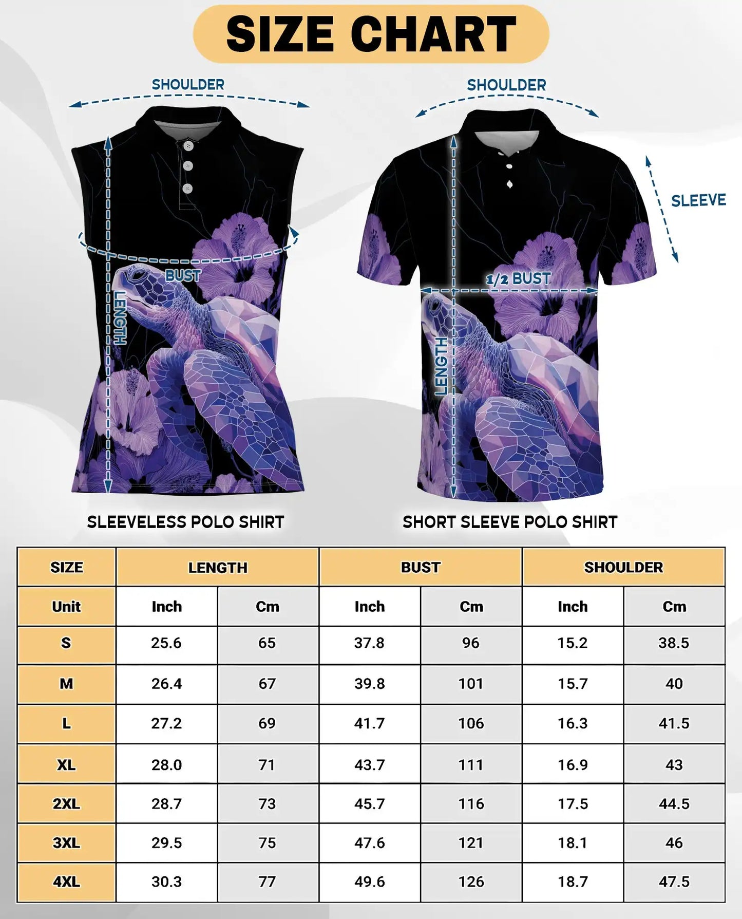 Purple Geometric Sea Turtle Sleeveless Polo Shirt for Women | Netecom