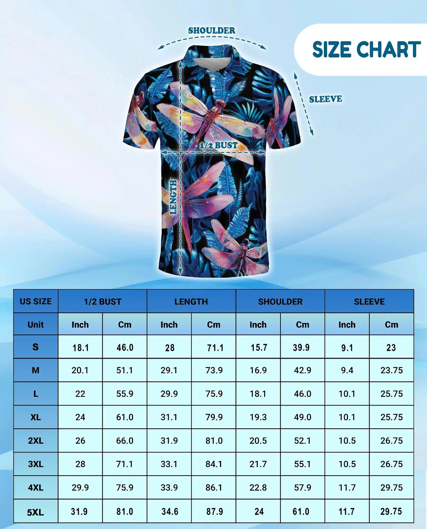 Dragonfly Tropical Polo Shirt for Men – Colorful Dragonfly Print | Netecom